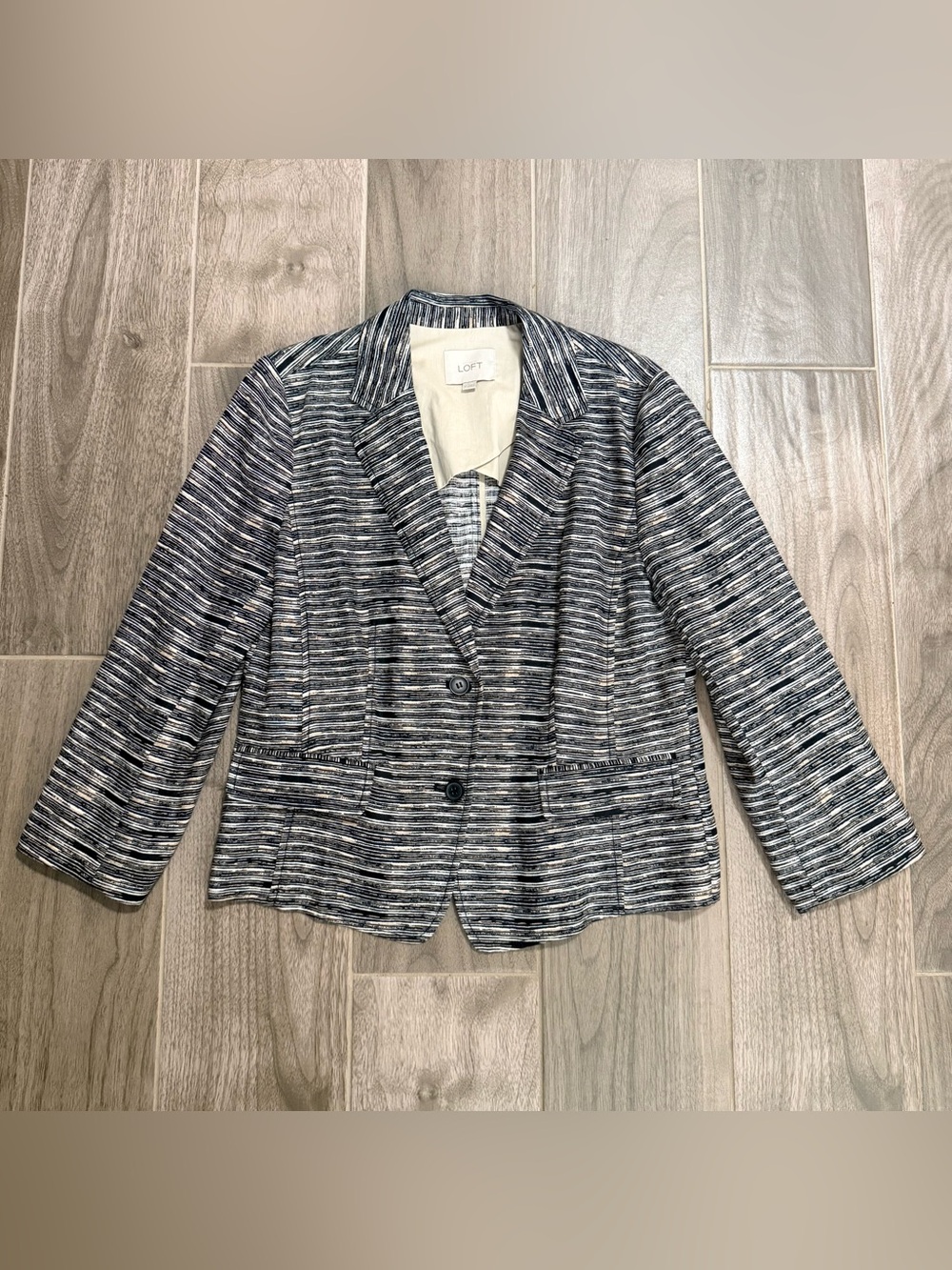 LOFT Black & White Marled Women's Blazer Jacket
